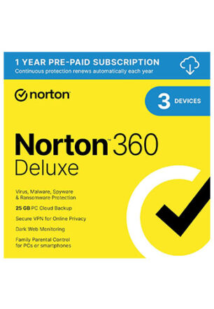 Norton 360 Deluxe 2024, Antivirus software for 3 Devices with Auto Renewal – Includes VPN, PC Cloud Backup & Dark Web